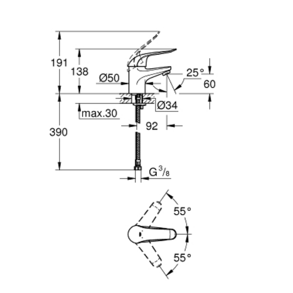 Baterie lavoar culoare crom Grohe EuroEco Special [2]