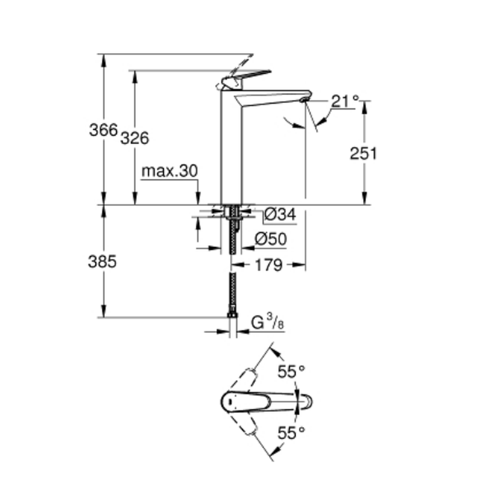 Baterie lavoar inalta culoare crom Grohe Eurodisc Cosmopolitan [2]