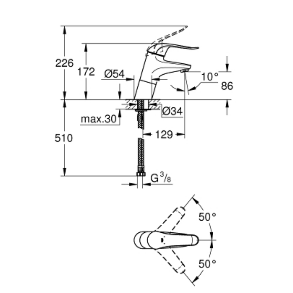 Baterie lavoar culoare crom Grohe EuroEco Special 2 [2]