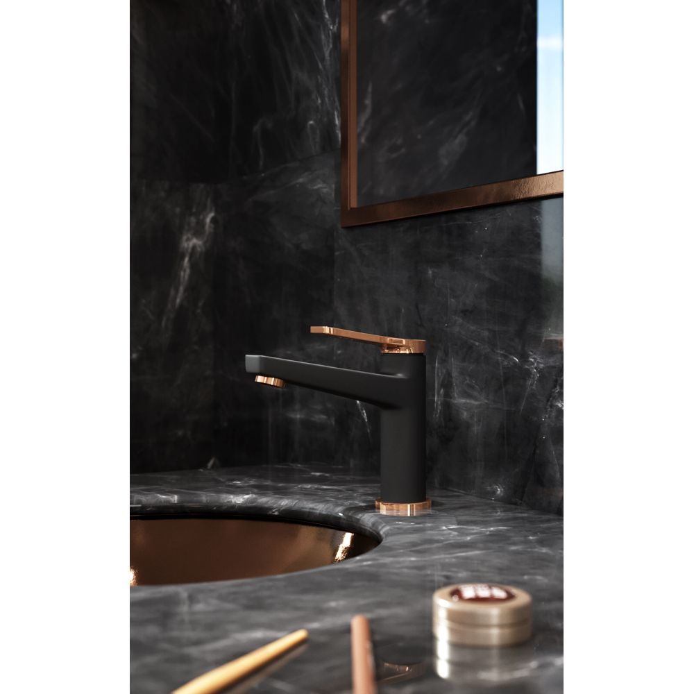 Baterie lavoar FDesign Seppia, negru mat/rose gold lucios [4]