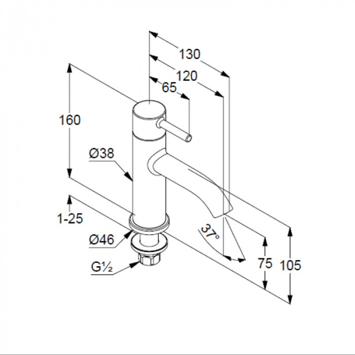 Baterie lavoar, finisaj crom, monocomanda, Kludi Bozz 75 [2]