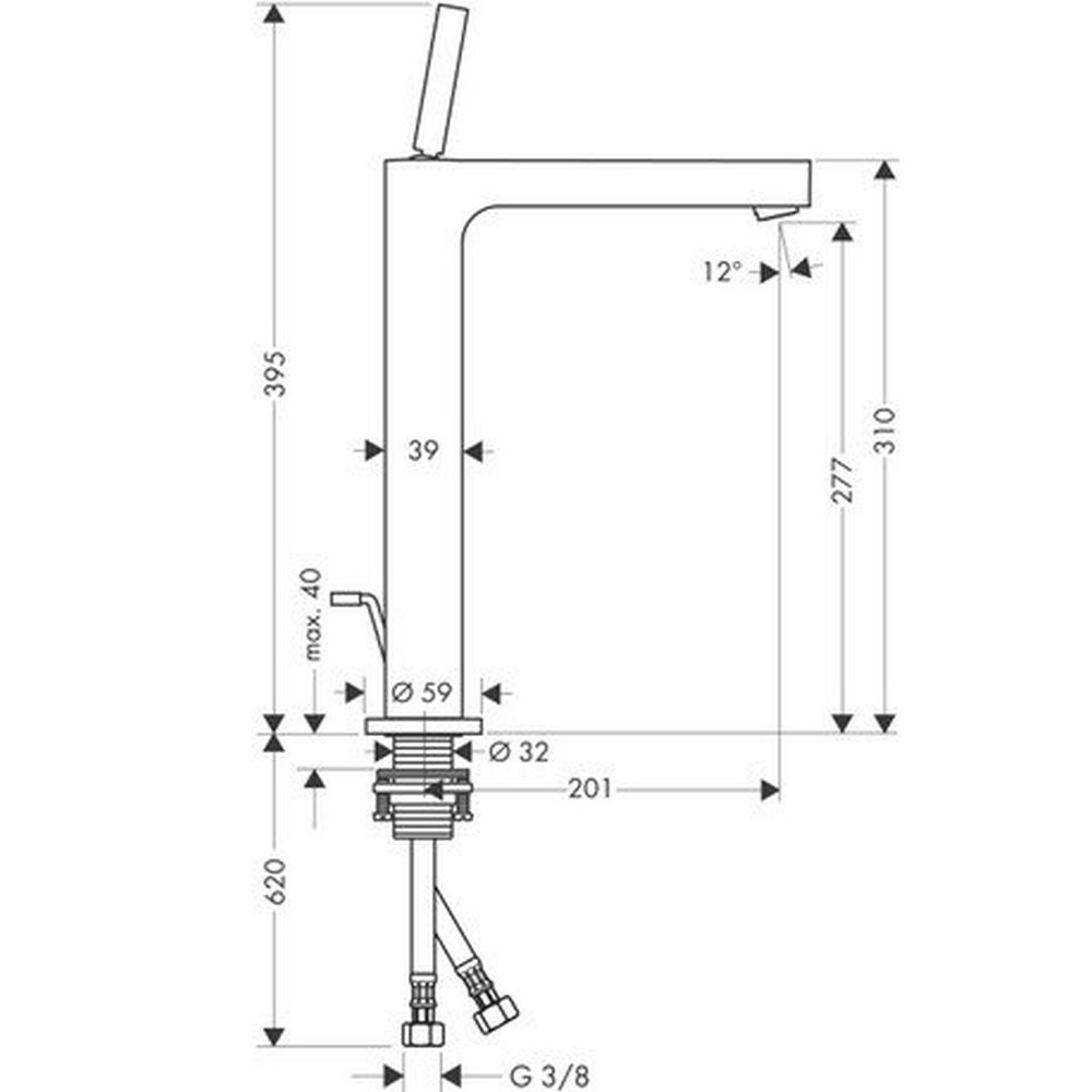 Baterie lavoar inalta crom cu ventil pop-up Hansgrohe Axor Citterio 310 [2]