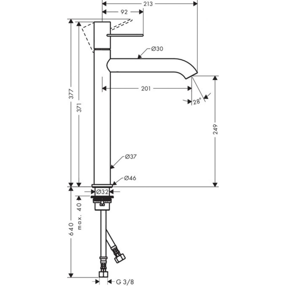 Baterie lavoar inalta crom Hansgrohe Axor Uno 250 [2]