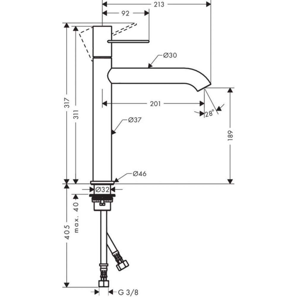 Baterie lavoar inalta crom Hansgrohe Axor Uno 190 [2]