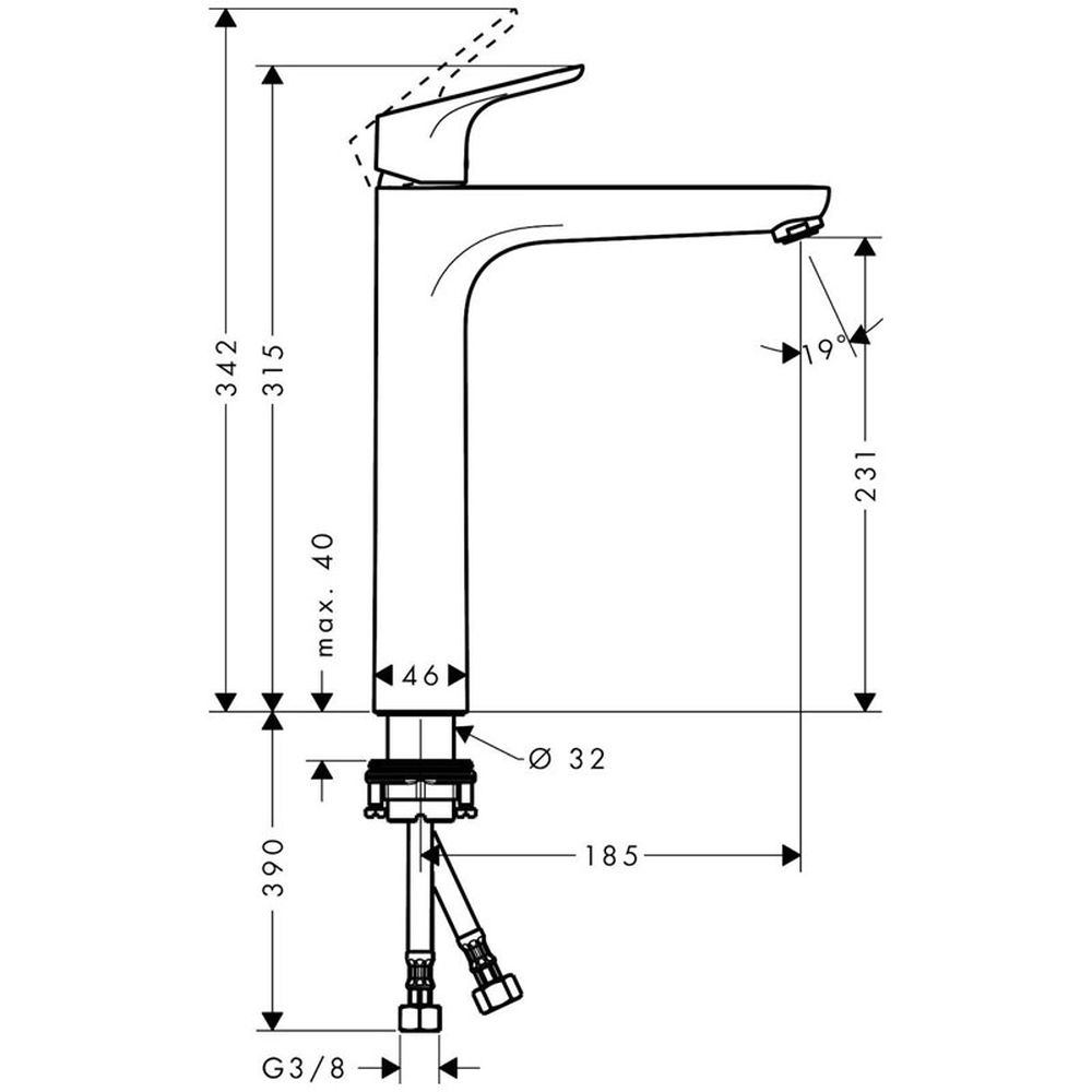 Baterie lavoar inalta crom Hansgrohe, Focus 230 [2]