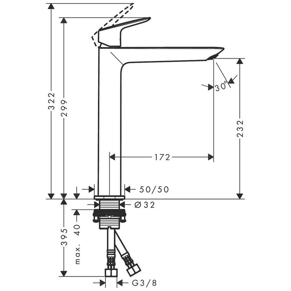 Baterie lavoar inalta crom Hansgrohe, Logis Fine 240 [2]