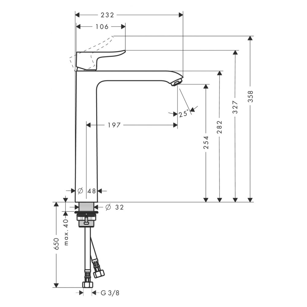 Baterie lavoar inalta crom Hansgrohe Metris 260 [2]