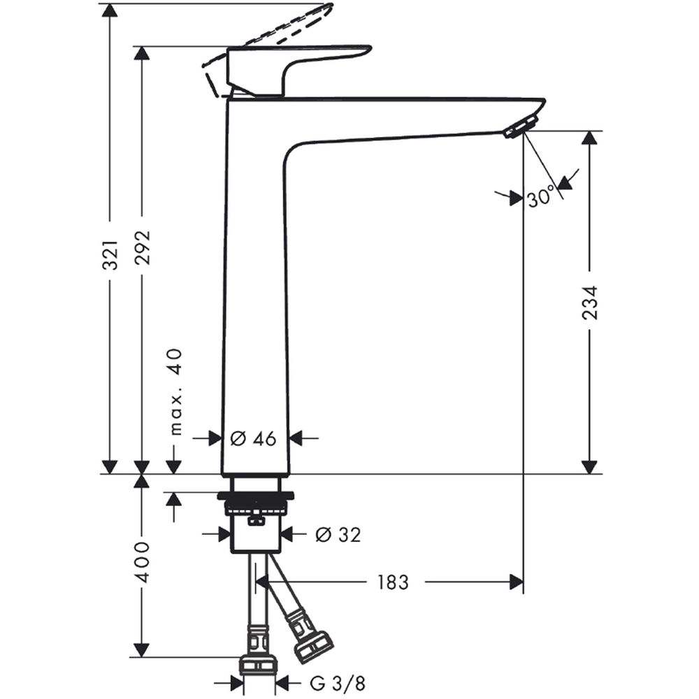 Baterie lavoar inalta crom, Hansgrohe, Talis E 240 [2]