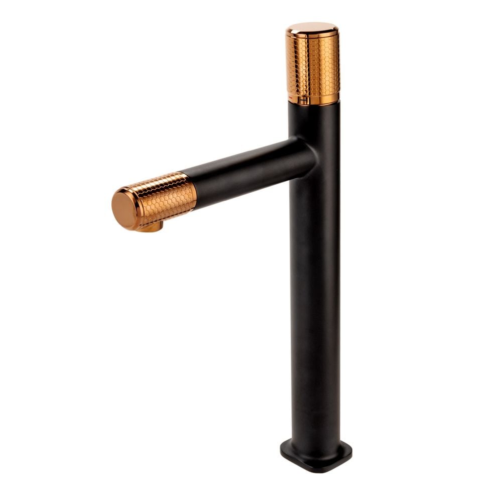 Baterie lavoar inalta FDesign Ardesia, negru mat/rose gold lucios [4]