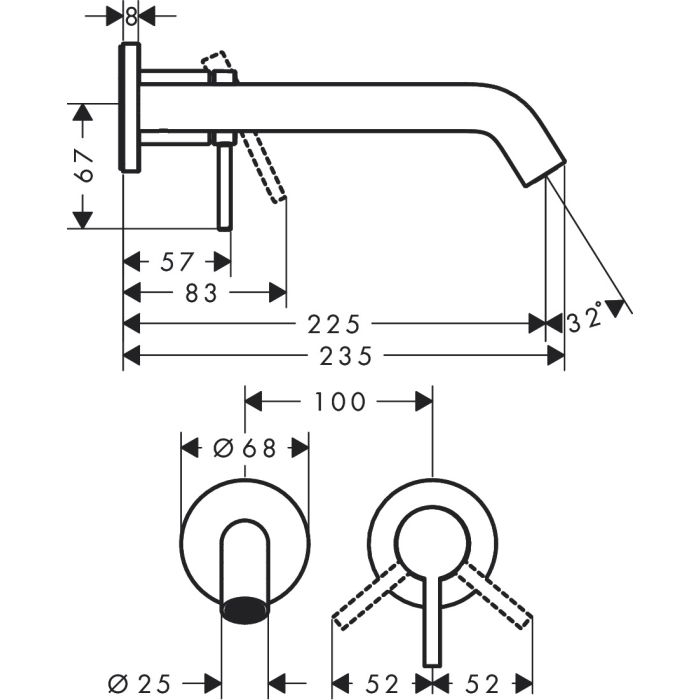 Baterie lavoar incastrat, finisaj negru mat, monocomanda, Hansgrohe Tecturis S 225 [2]