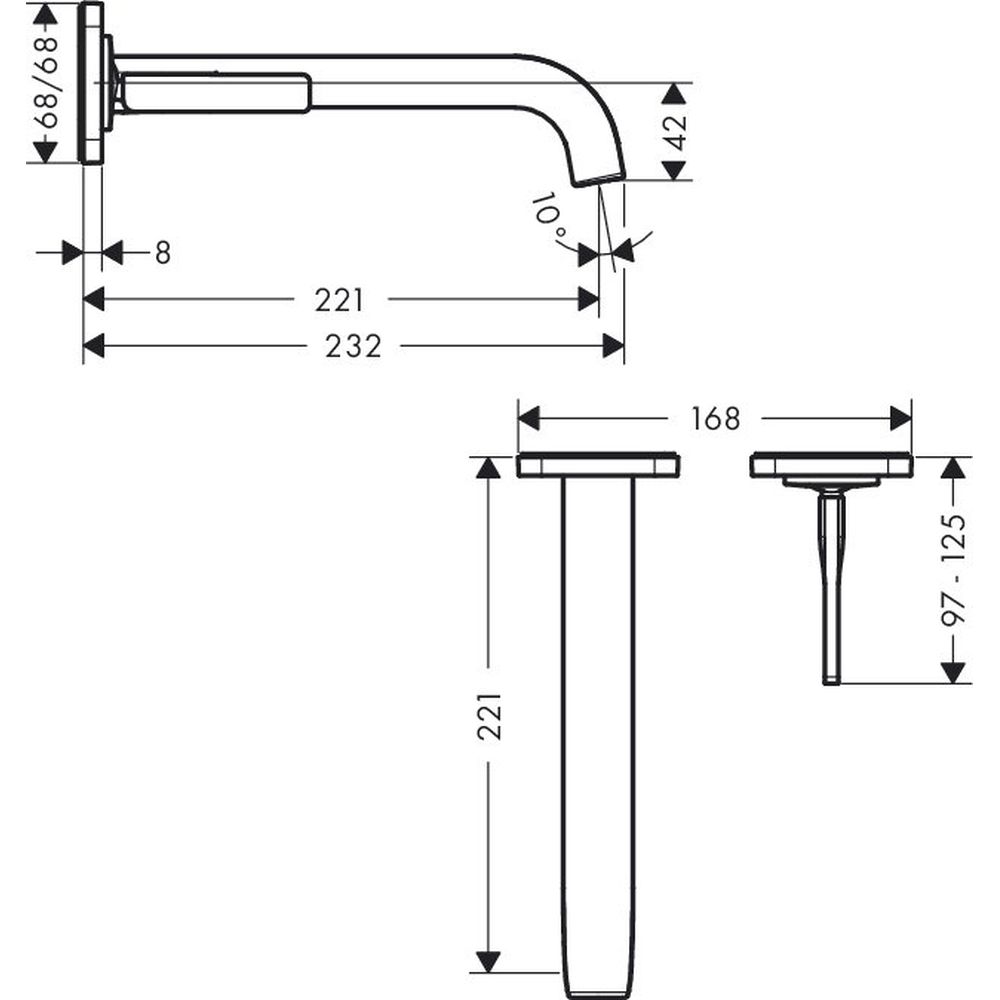Baterie lavoar incastrata crom, pipa 232 mm, Hansgrohe Axor Citterio E [3]
