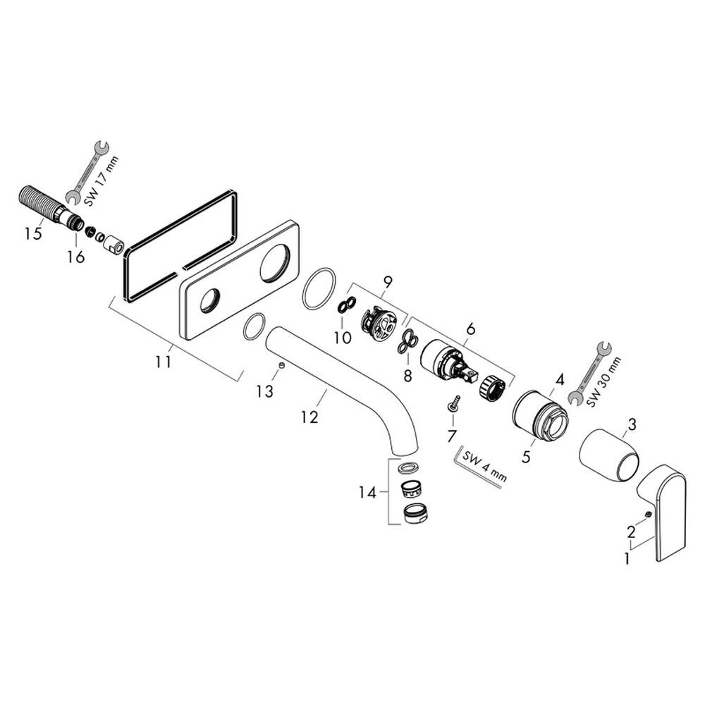 Baterie lavoar incastrata crom lucios, pipa 207 mm, Hansgrohe Vernis Shape [4]