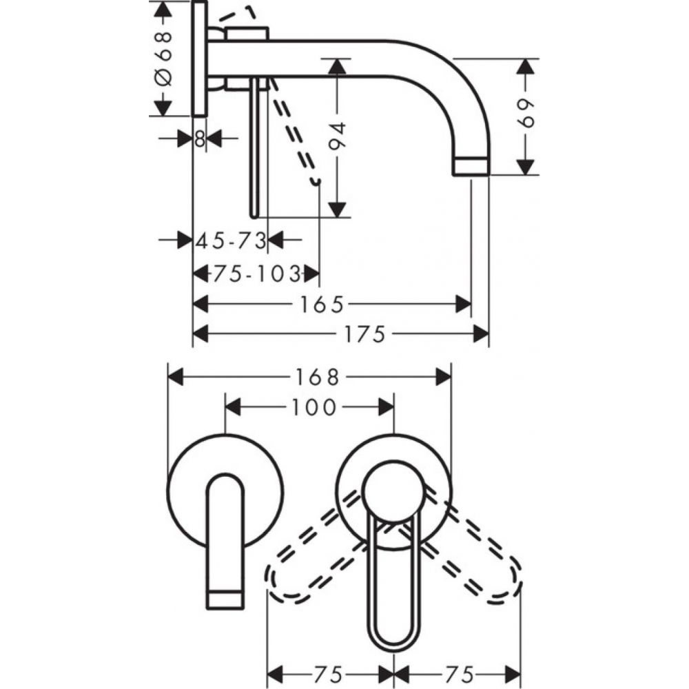 Baterie lavoar incastrata crom Hansgrohe Axor Uno [2]