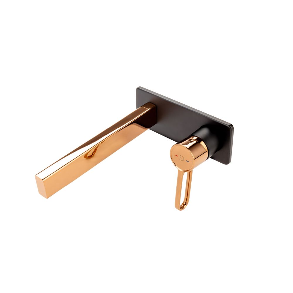 Baterie lavoar incastrata FDesign Zaffiro, corp incastrat inclus, negru mat/red gold lucios [3]