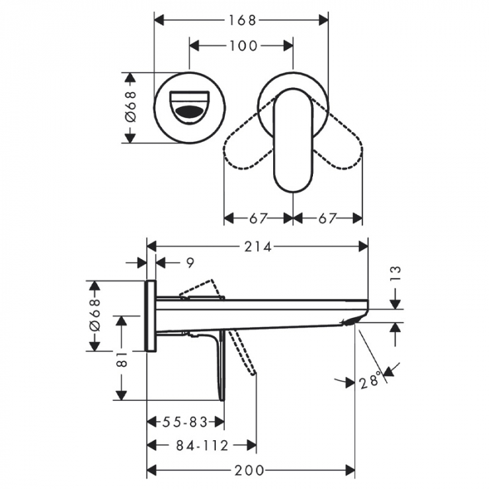 Baterie lavoar incastrata, finisaj crom, Hansgrohe Rebris S [2]