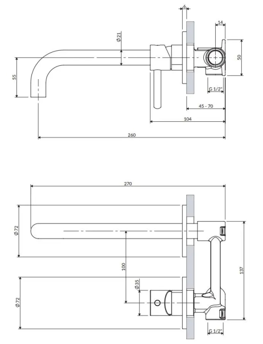 Baterie lavoar încastrată, instalare cu 2 orificii, auriu periat, OMNIRES Y [4]
