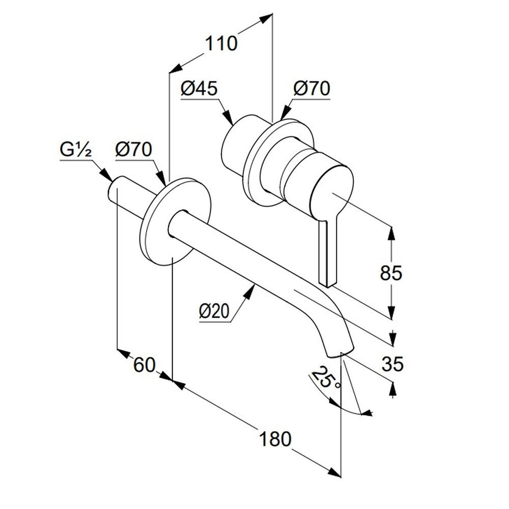 Baterie lavoar incastrata Kludi Nova Fonte crom lucios, pipa 180 mm [2]