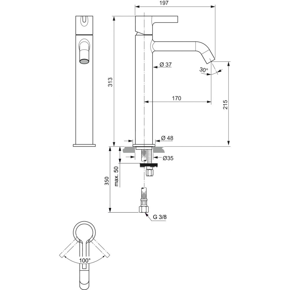 Baterie lavoar inalta Ideal Standard Joy crom lucios [5]
