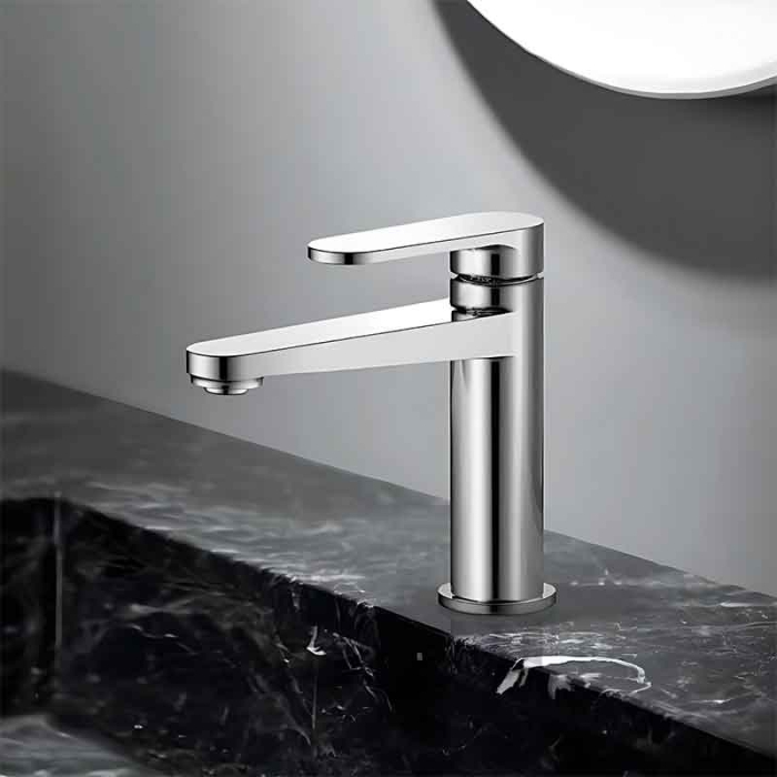 Baterie lavoar din alama sanitara, crom lucios, pipa fixa 15.7 cm, LaVita Coral [2]