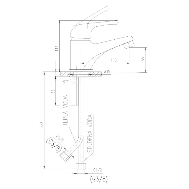 Baterie lavoar copii, monocomanda, colorata, Sapho Kid [3]