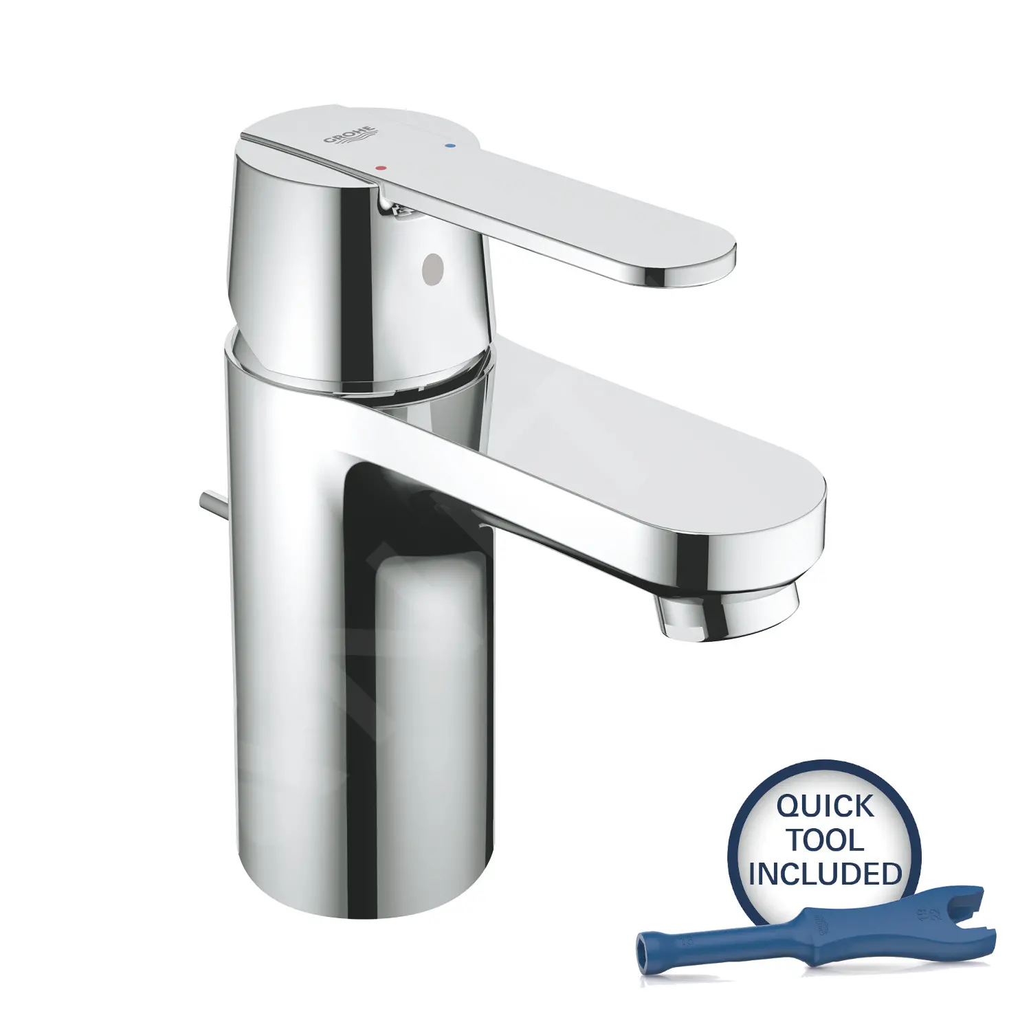 Baterie lavoar monocomanda, Grohe Get, marimea S, finisaj crom cu ventil