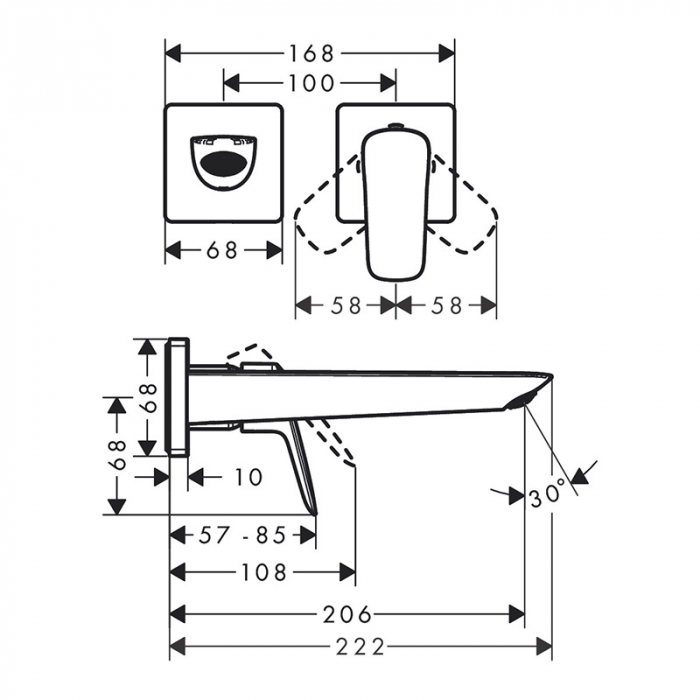 Baterie lavoar, negru mat, monocomanda, Hansgrohe Logis [2]