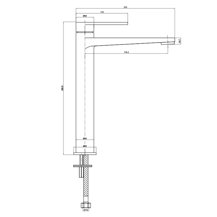 Baterie lavoar pe blat, negru mat, din alama sanitara, pipa fixa, LaVita Coral [2]