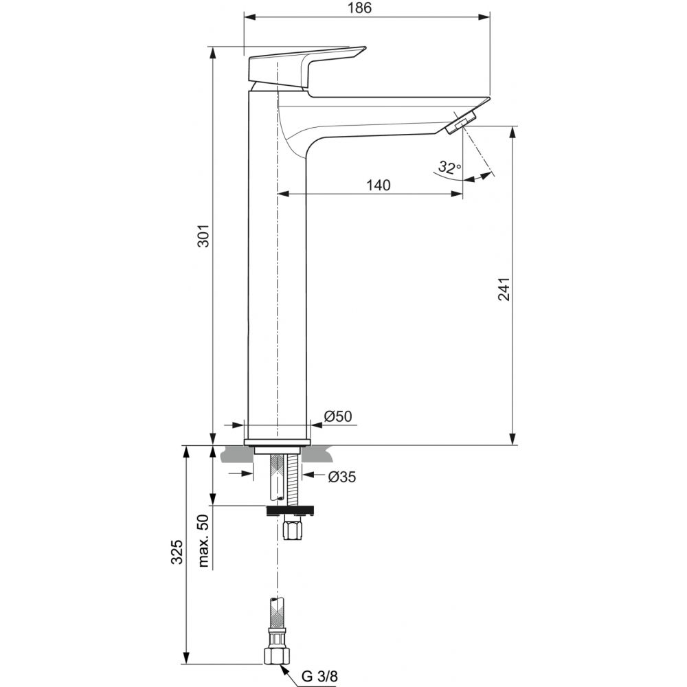 Baterie lavoar inalta Ideal Standard Tesi crom lucios [5]