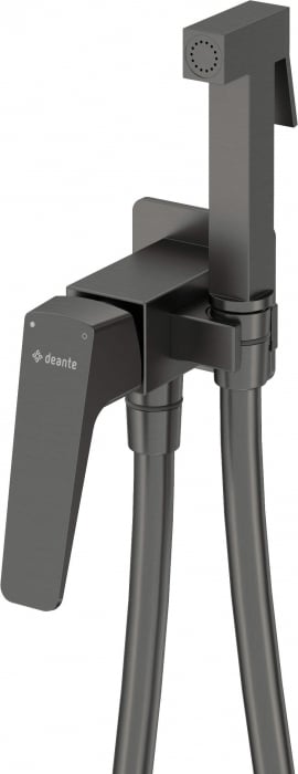 Baterie bideu incastrata cu para de dus, titan, Deante Blur
