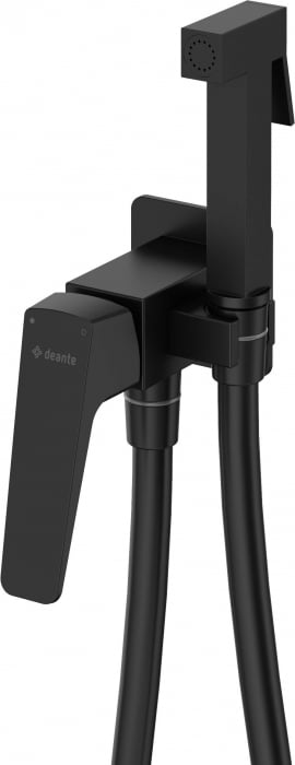 Baterie bideu incastrata cu para de dus, negru, Deante Blur