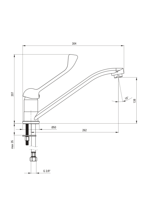 Baterie pentru bucatarie, crom, cu maner Clinic, Deante Boro [2]