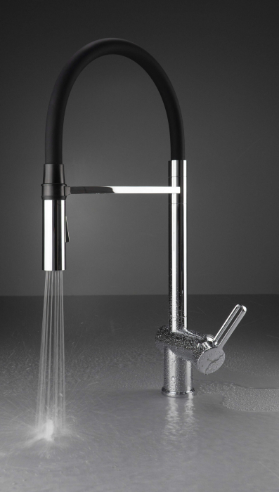 Baterie pentru chiuveta bucatarie, crom, cap mixer, pipa flexibila, 2 tipuri de jet, Deante Magnetic [2]
