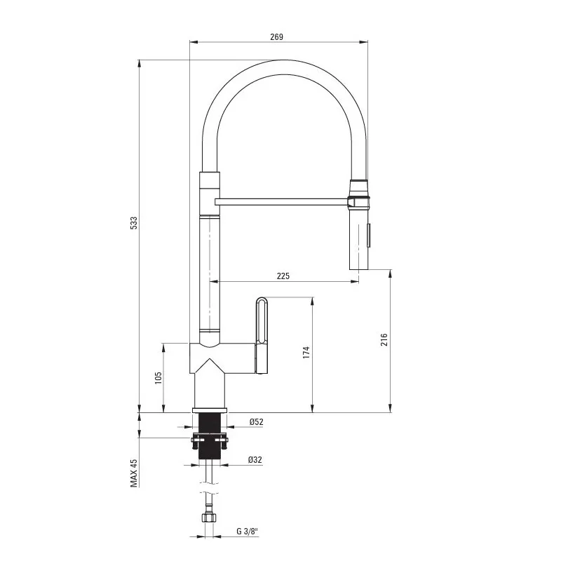 Baterie pentru bucătărie, cu pipă elastică - 2 Funcții [2]