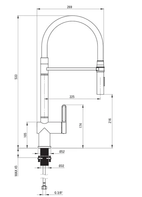 Baterie pentru chiuveta bucatarie, negru, cap mixer, pipa flexibila, 2 tipuri de jet, Deante Magnetic [2]
