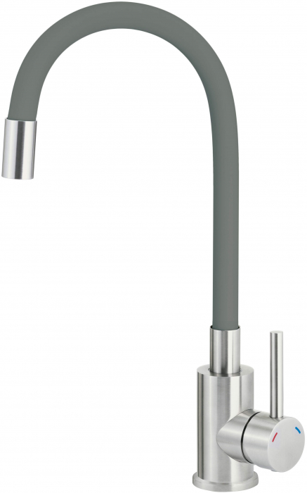 Baterie pentru chiuveta bucatarie, antracit, cap mixer, pipa flexibila, Deante Luno [1]