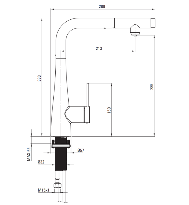 Baterie pentru bucatarie cu pipa extractibila, crom si kit de filtrare a apei, Deante Eridan [6]