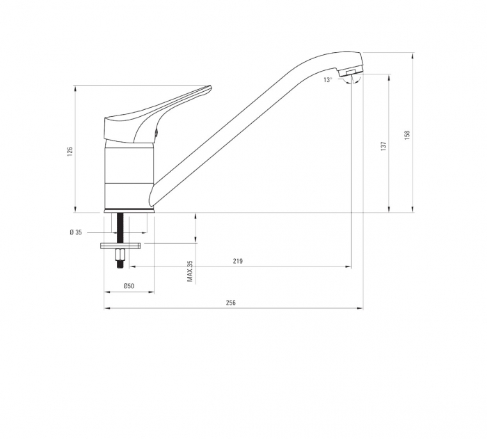 Baterie pentru chiuveta bucatarie crom lucios, cap mixer ECO-click, Deante Joko [2]