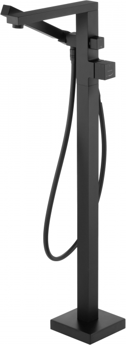 Baterie pentru cada freestanding, negru, cu set de dus, Deante Blur