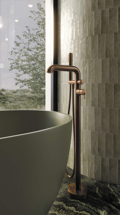 Baterie pentru cada freestanding, bronz periat, cu set de dus, Deante Silia [3]