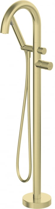 Baterie pentru cada freestanding, auriu periat, cu set de dus, Deante Silia Hexa