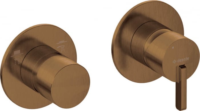 Baterie pentru dus, bronz, orizontal, cu comutator, pentru corp ingropat, Deante Silia