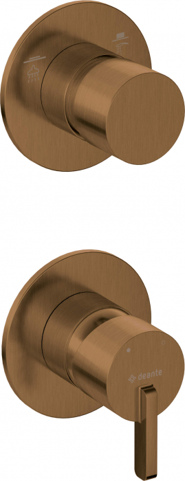 Baterie pentru dus, bronz, cu comutator, pentru corp ingropat, Deante Silia