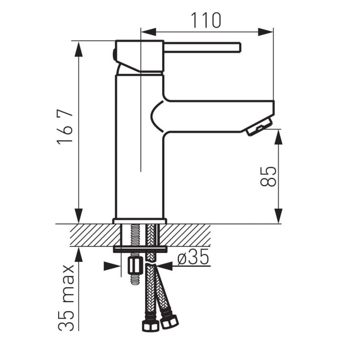 Baterie pentru lavoar cu ventil click-clack inclus, pipa fixa, auriu lucios, FDesign Flusso [2]