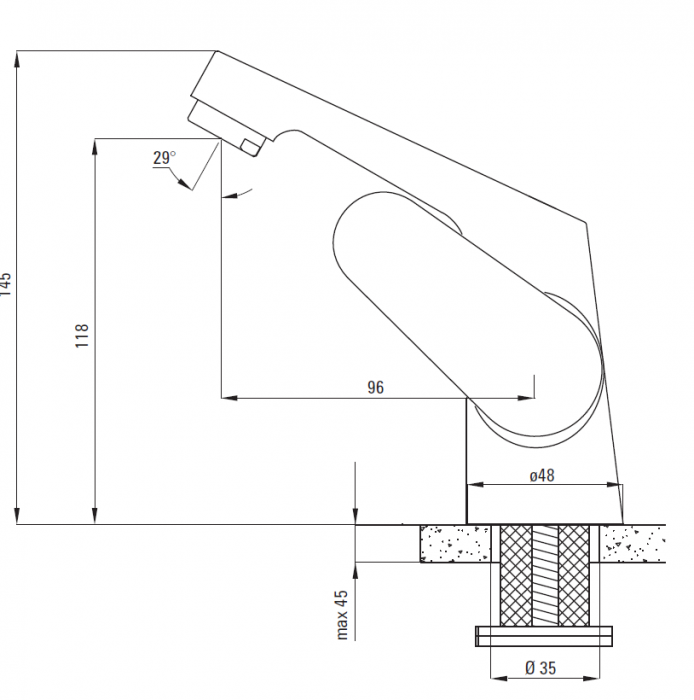Baterie lavoar culoare crom, monocomanda,  Deante Lemon [2]