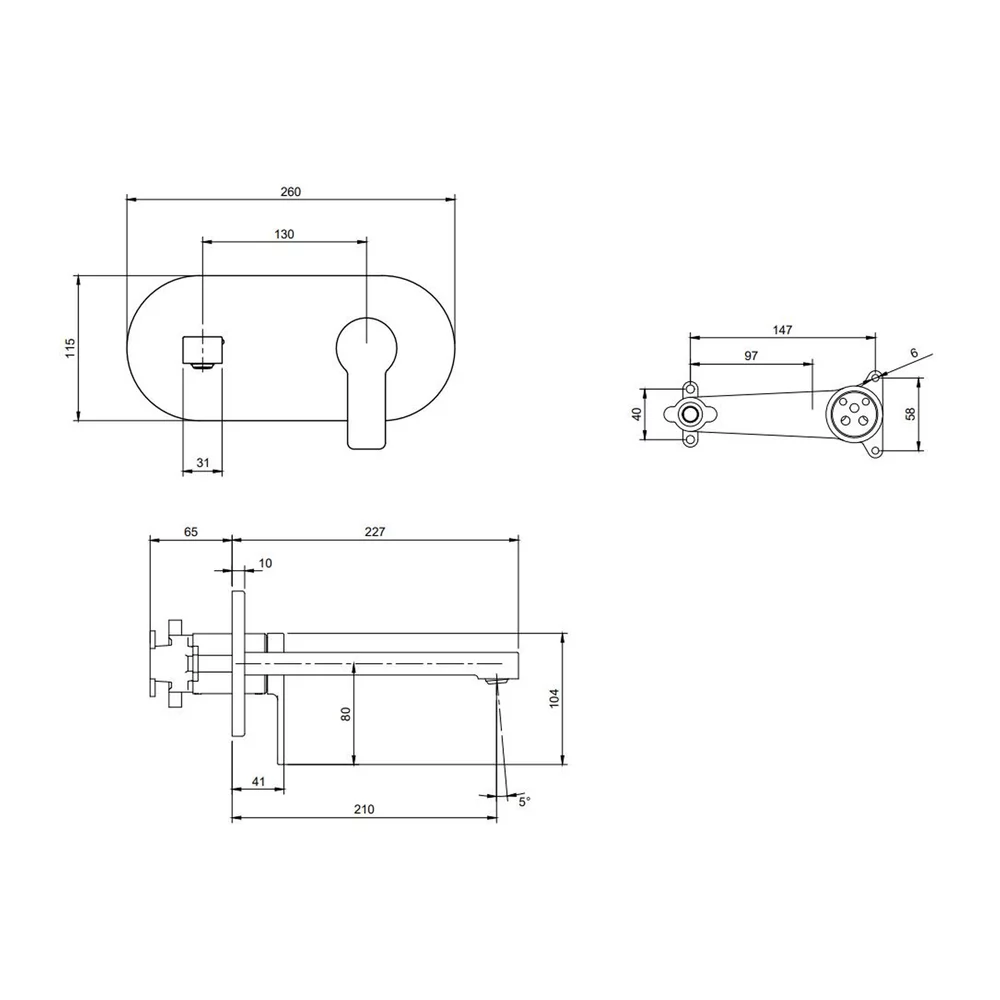 Baterie pentru lavoar, montaj incastrat, crom, Villeroy&Boch Architectura [5]
