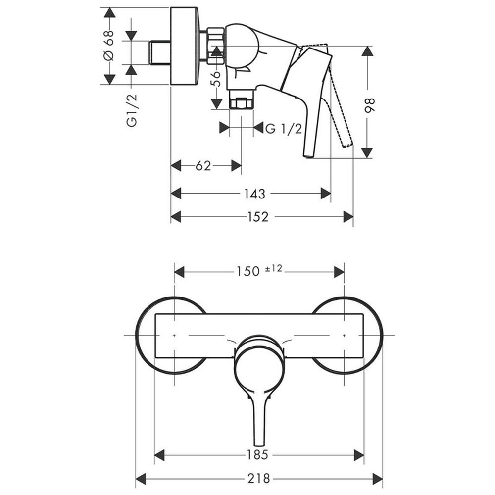 Baterie perete dus crom Hansgrohe, Talis S [2]
