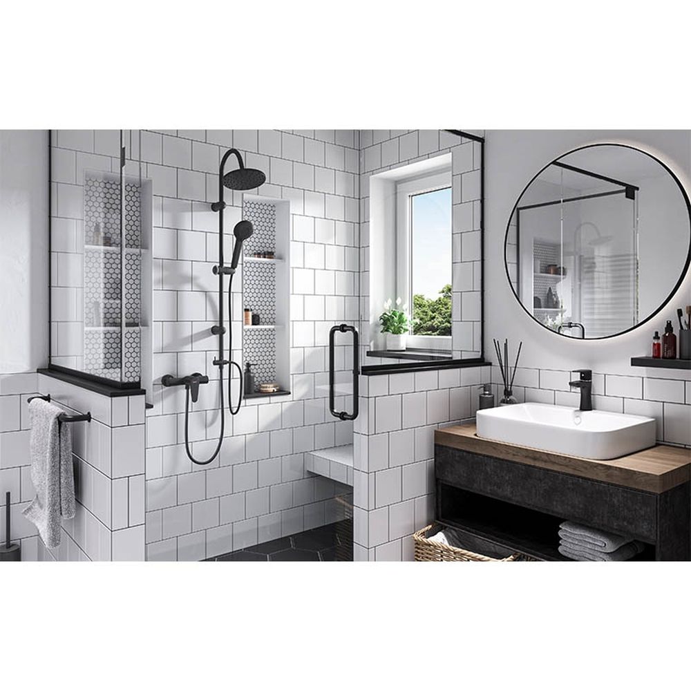Baterie lavoar negru mat, ventil inclus, Ferro Algeo [3]