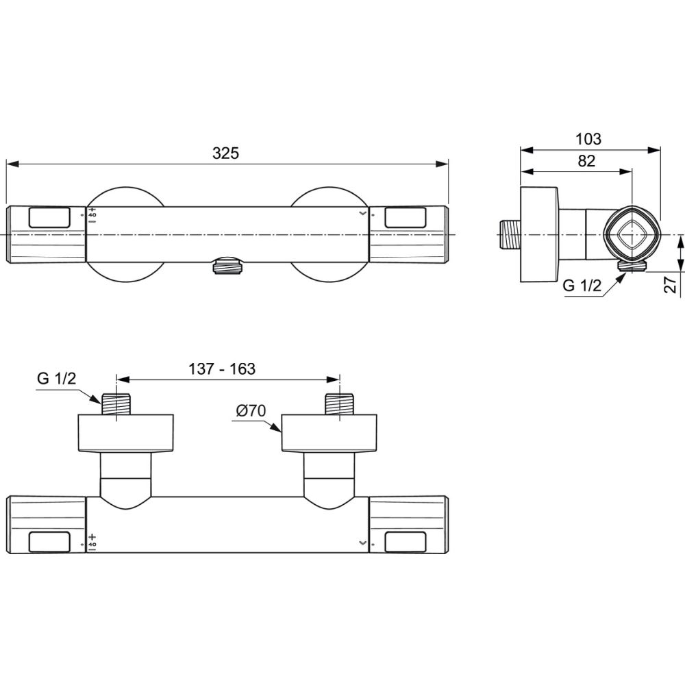 Baterie dus termostatata Ideal Standard Ceratherm T100 crom lucios [6]