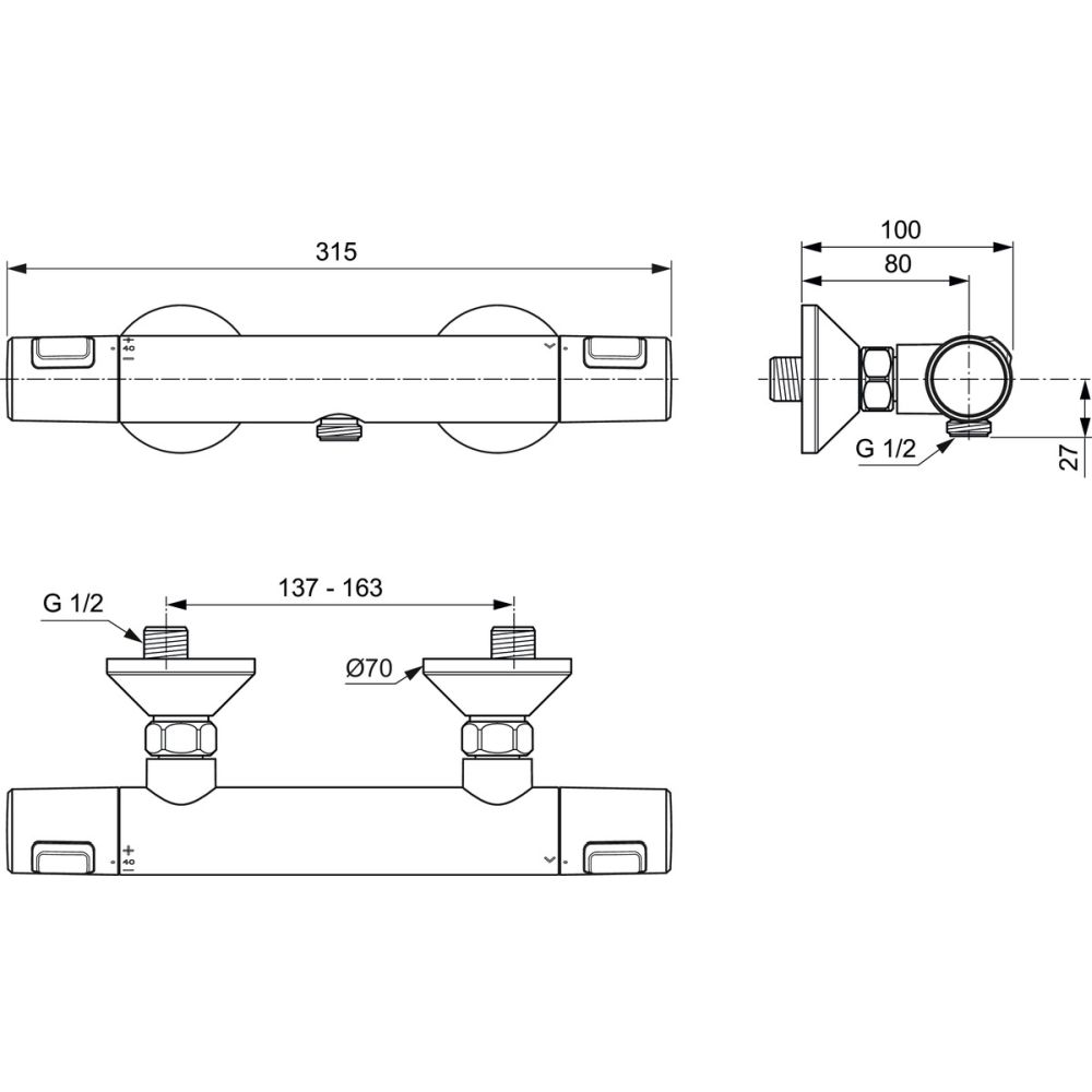 Baterie dus termostatata Ideal Standard Ceratherm T25 crom lucios [6]