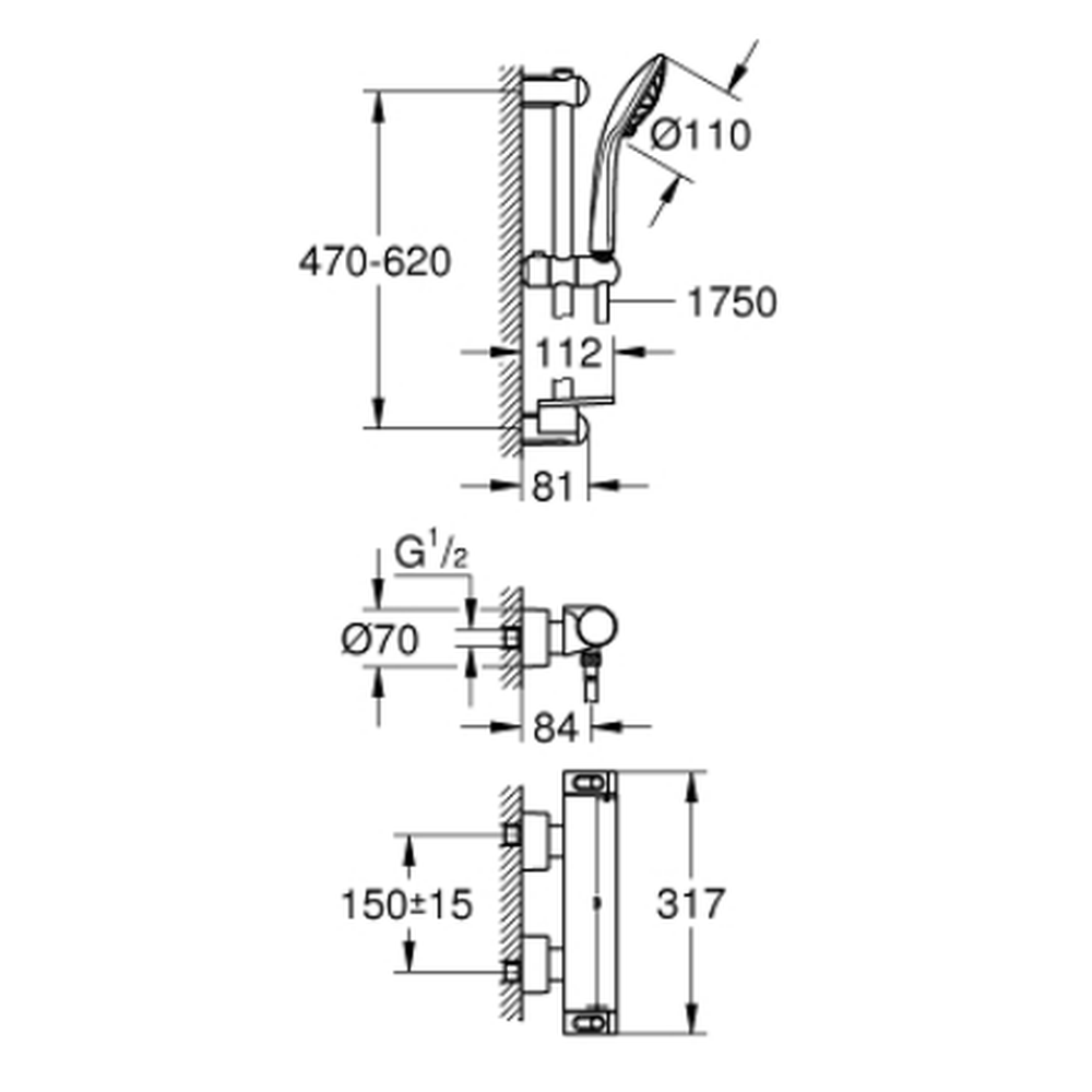 Set de dus cu baterie termostatata crom Grohe Grohtherm 2000 [2]